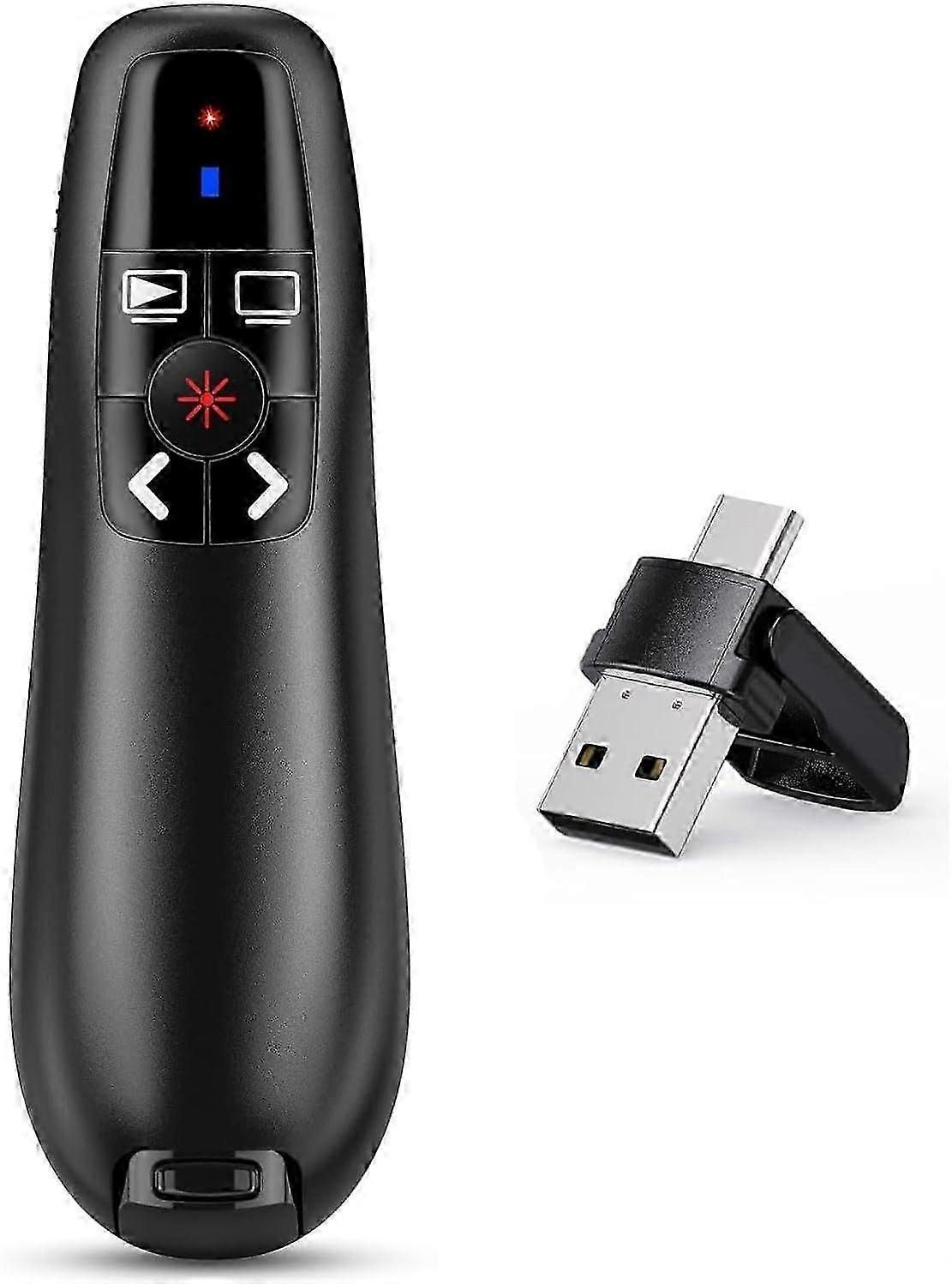 2 in 1 USB C Presenter for PowerPoint Presentations 2.4GHz Wireless Presenter Remote Clicker