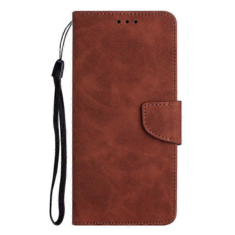Case For Iphone 13 Brown-solid Flip Blade Card Slot Leather Solid Skin-feel Buckle No549