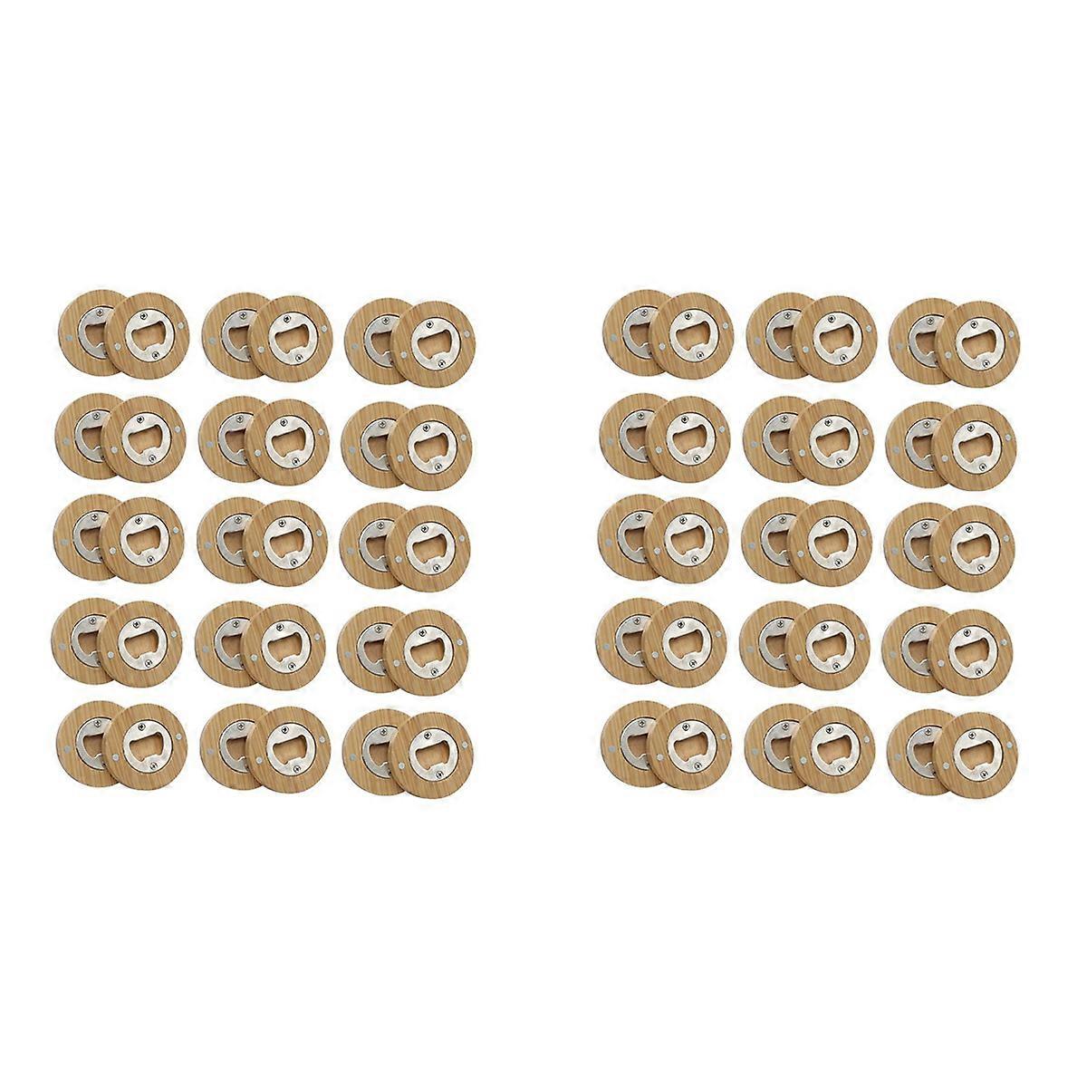 30PCS DIY Bamboo Round Shape Bottle Openers Coaster