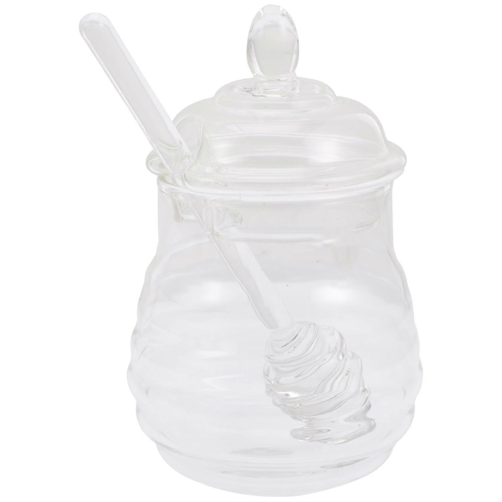 Transparent Honey Pot Honey Container Moisture Protection Restaurant Use Round Shape Simple Design 1 Set