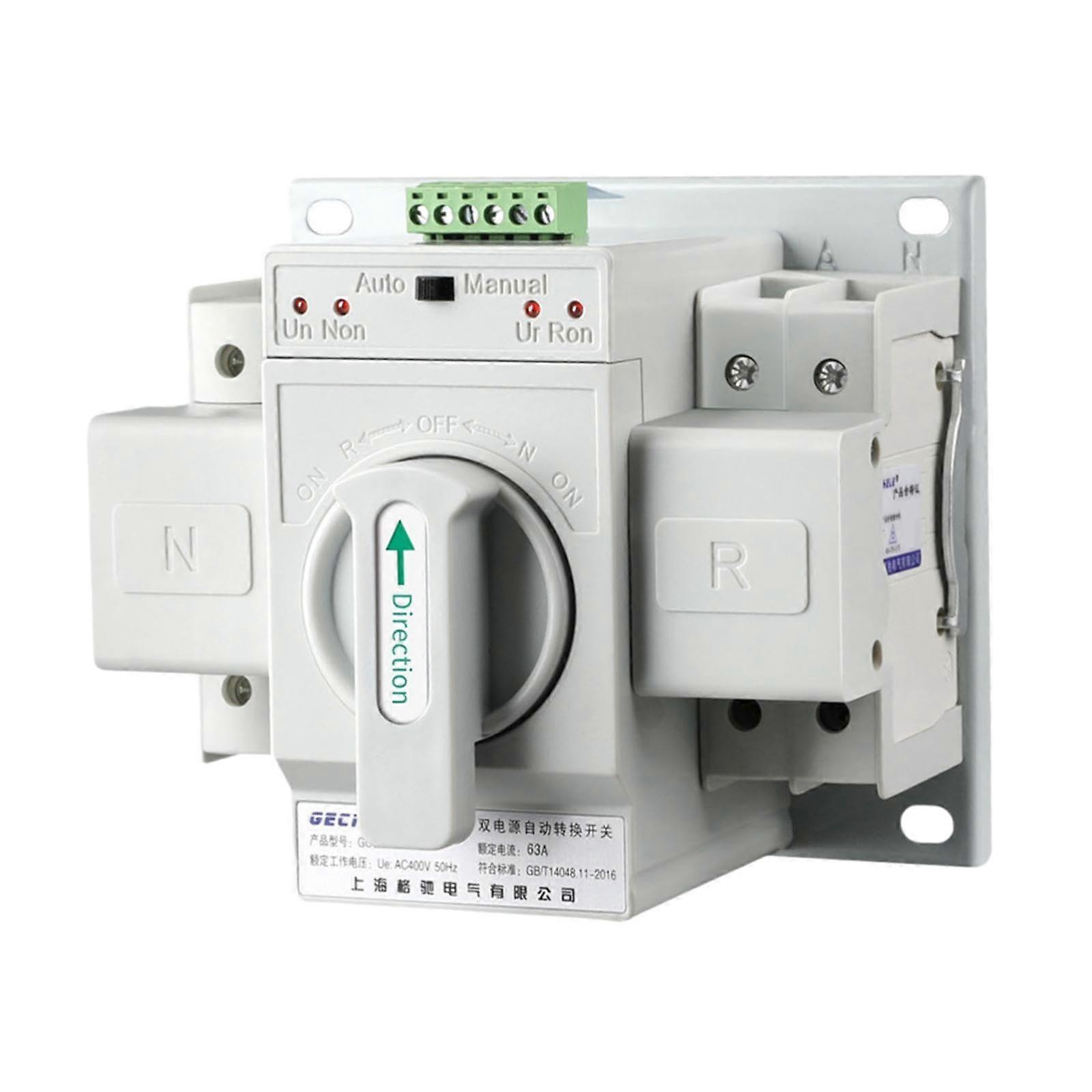 Rotary Selector Switch, Dual Power Source, Universal Transmission of 110V/220V, 63A, 50Hz/60Hz, Waterproof Base Box for Control Circuit