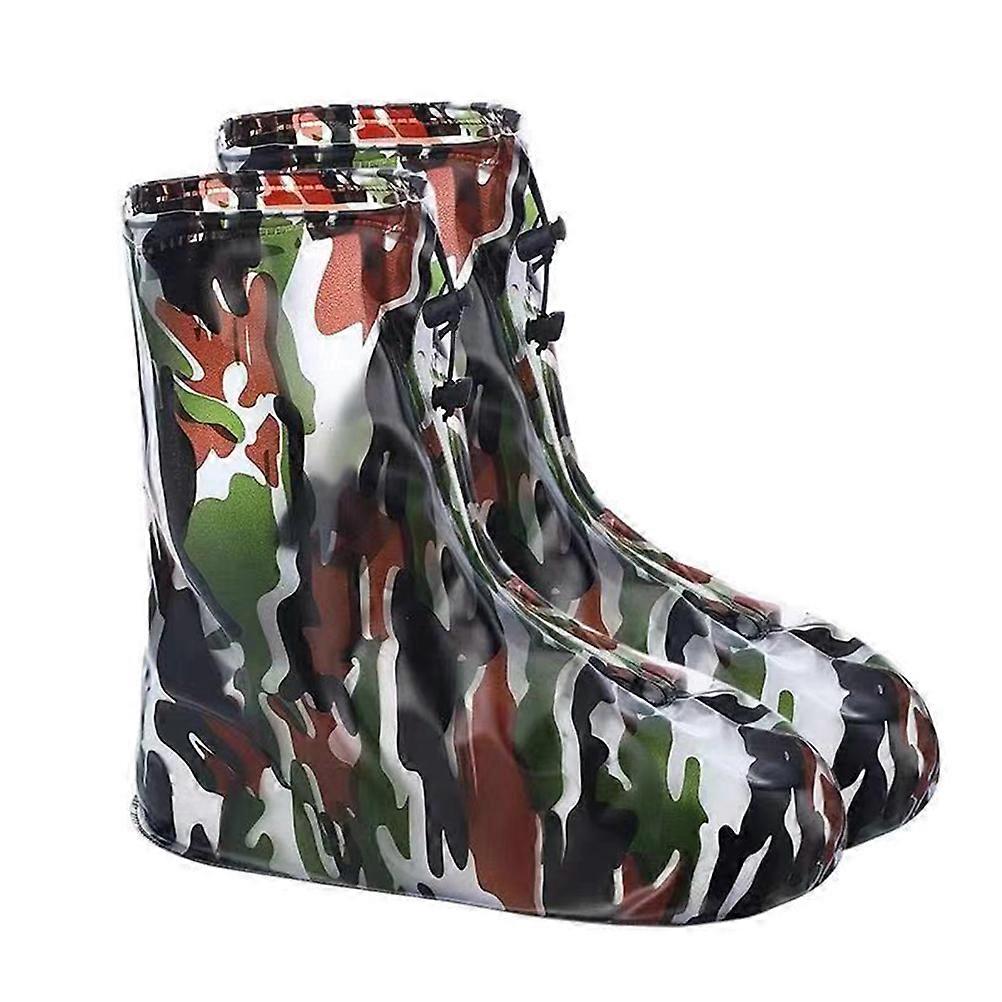 Rain Shoes Cover Waterproof Non-Slip Pvc Shoe Protector For Rainy Days Green Camouflage 1Pair