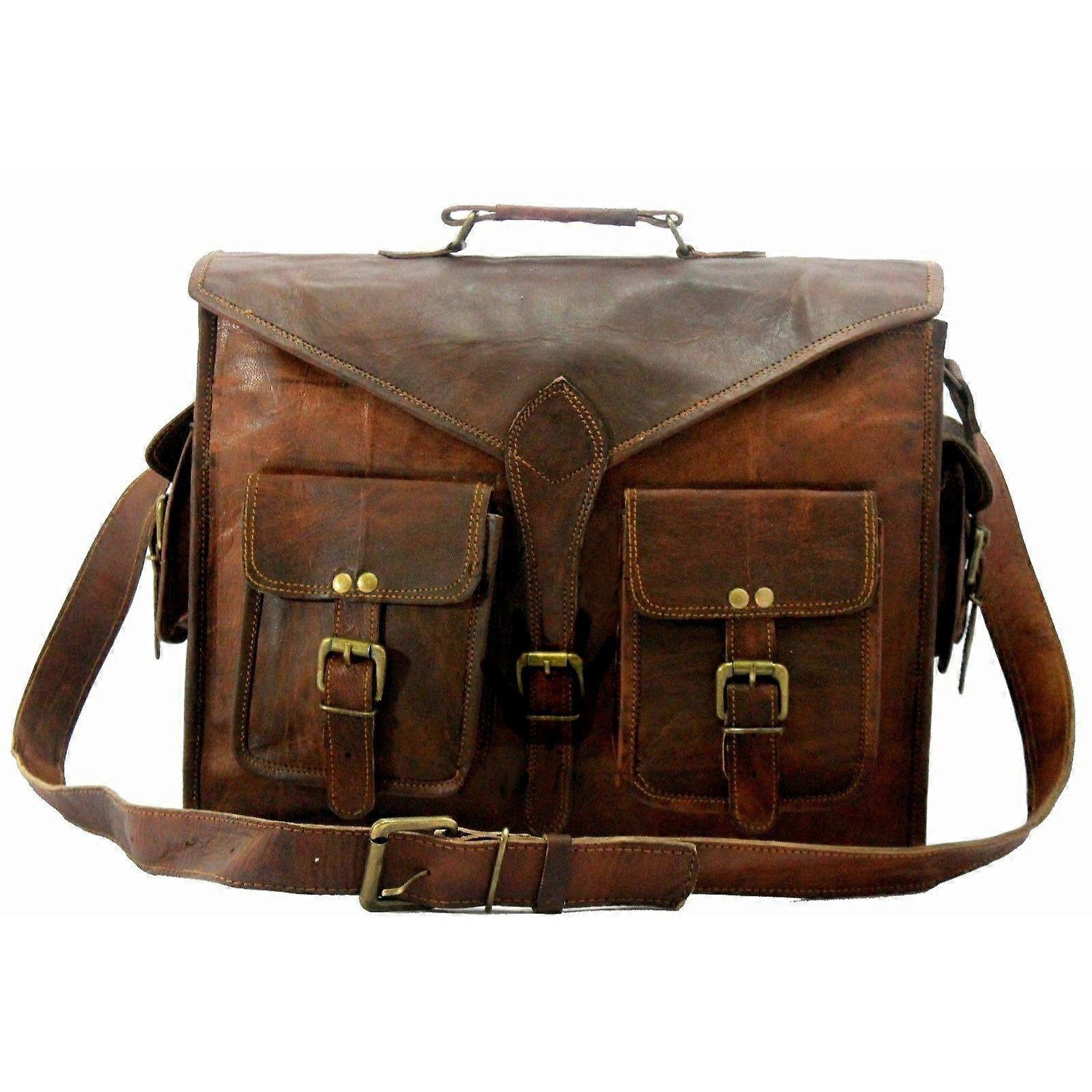 Borsa Valigetta Vintage Laptop Leather Messenger Genuino Fatto A Mano Satchel Uomini