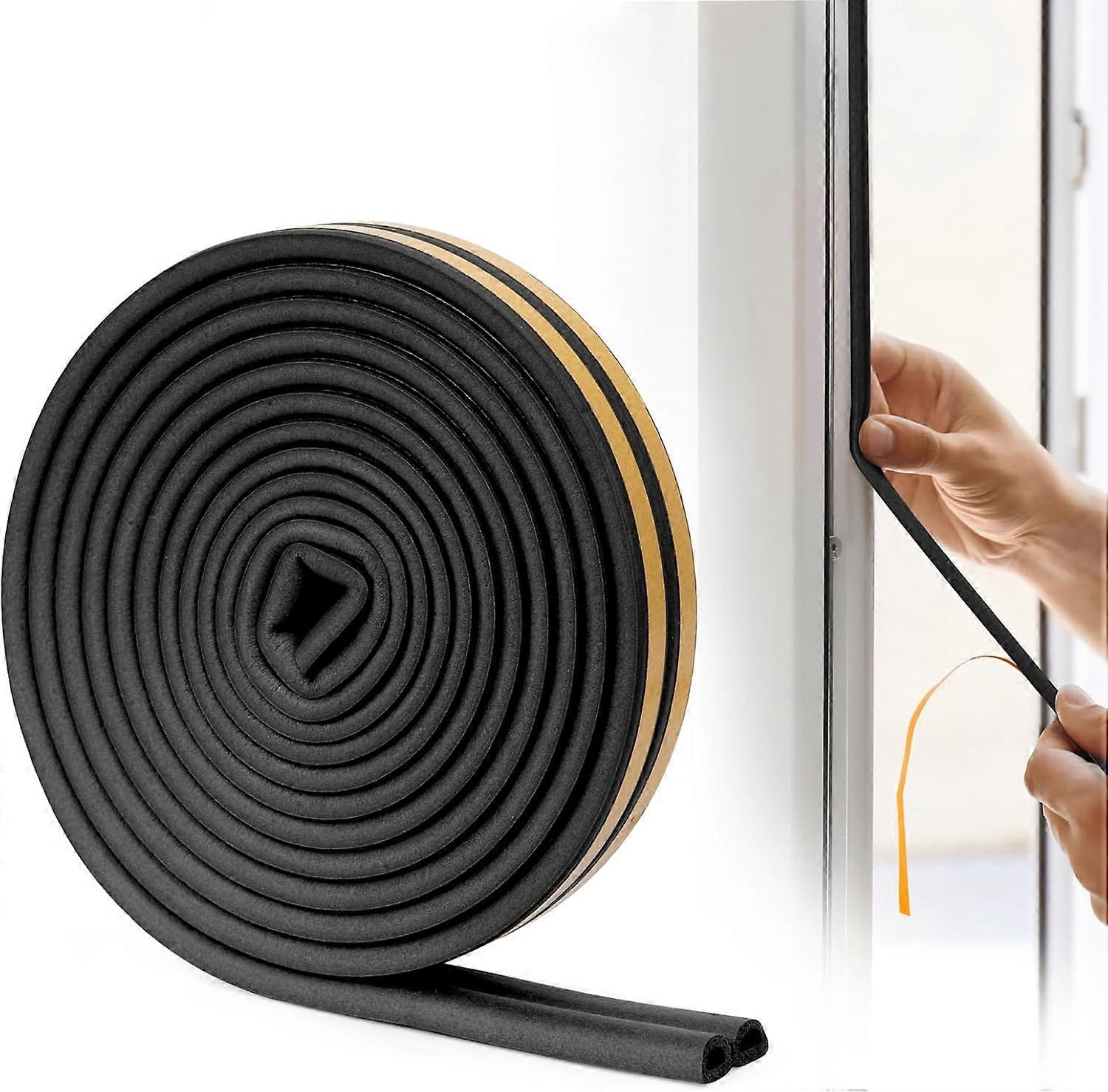 D-Profile Seal Strip  Noise Insulating and Weatherproof  Door and Window Seal with Strong Adhesion  10 Meters (Black)