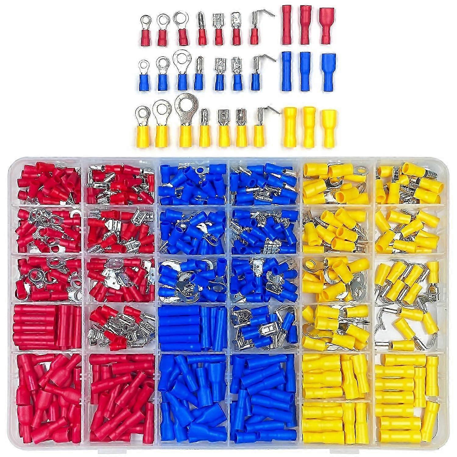 480-Piece Electrical Crimp Terminal Set with Insulated Sockets for Reliable Wiring