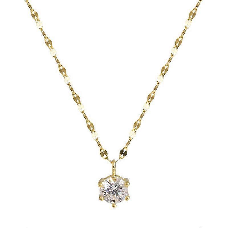 Damen Kristall Zirkon Anhänger Halskette Retro Glänzend Lang Einfache Runde Modeschmuck für Frauen