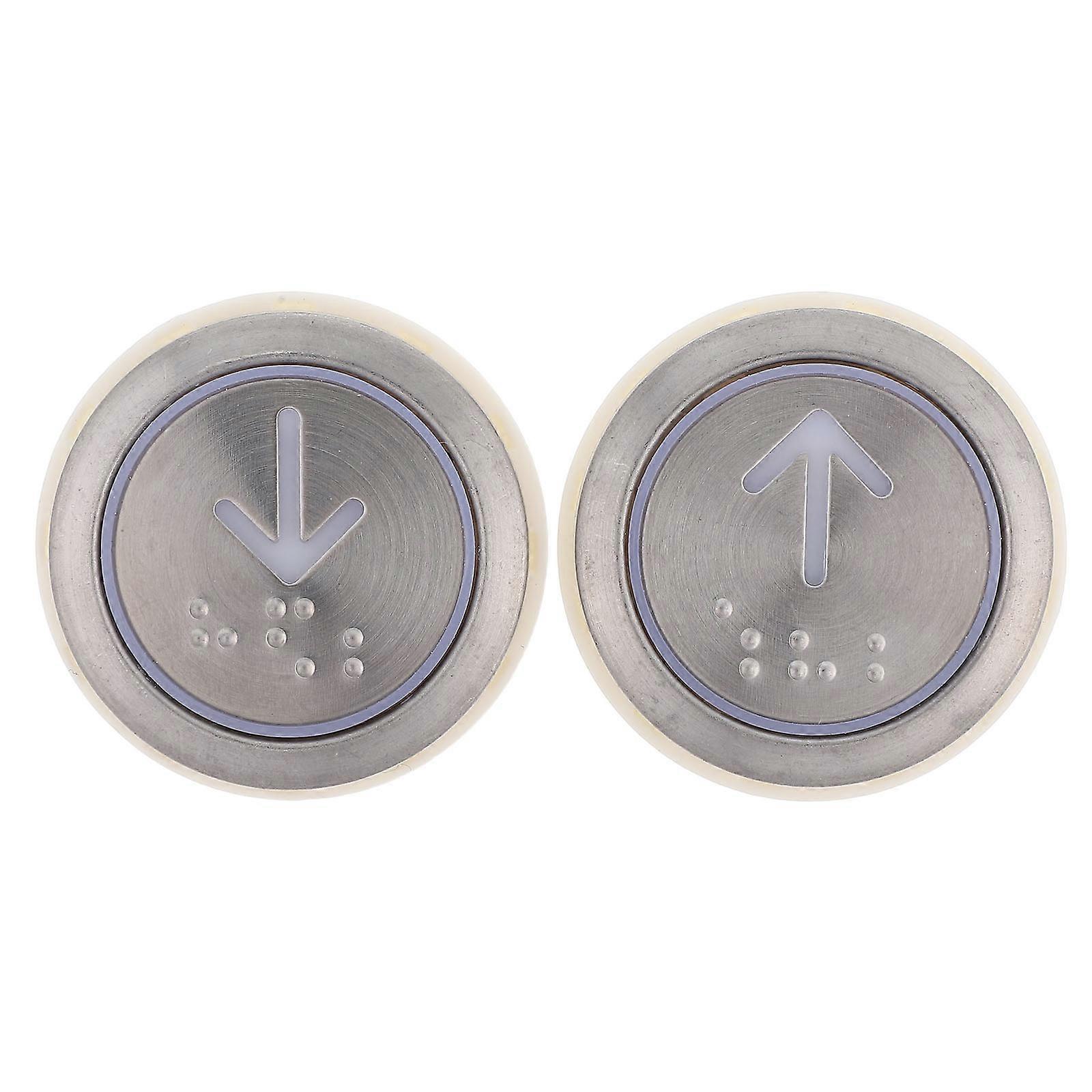 2pcs Elevator Floor Buttons, Commercial Lift Replacement Buttons, Round Stainless Steel Silver Elevator Push Buttons for Home and Maintenance Use