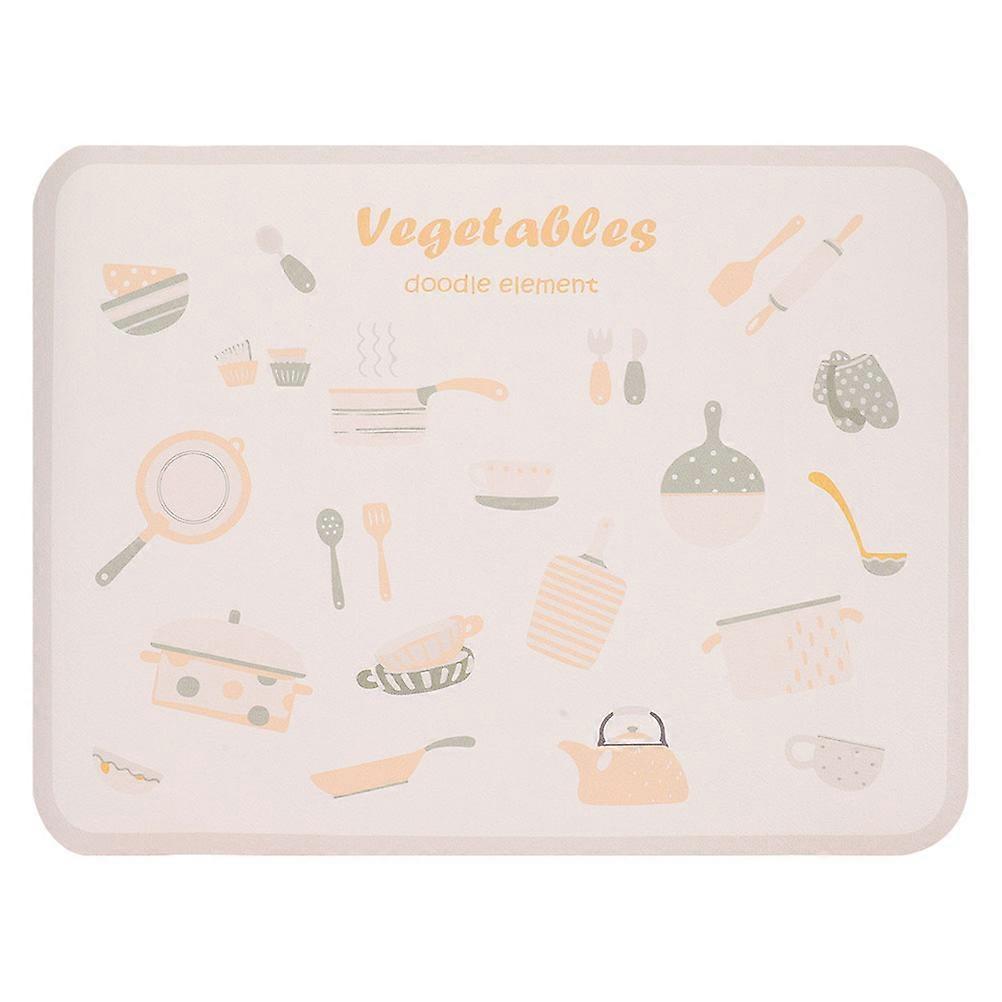 Kitchen Tableware Mat Water Absorption Pad Beige Rectangular Drainage 1Set