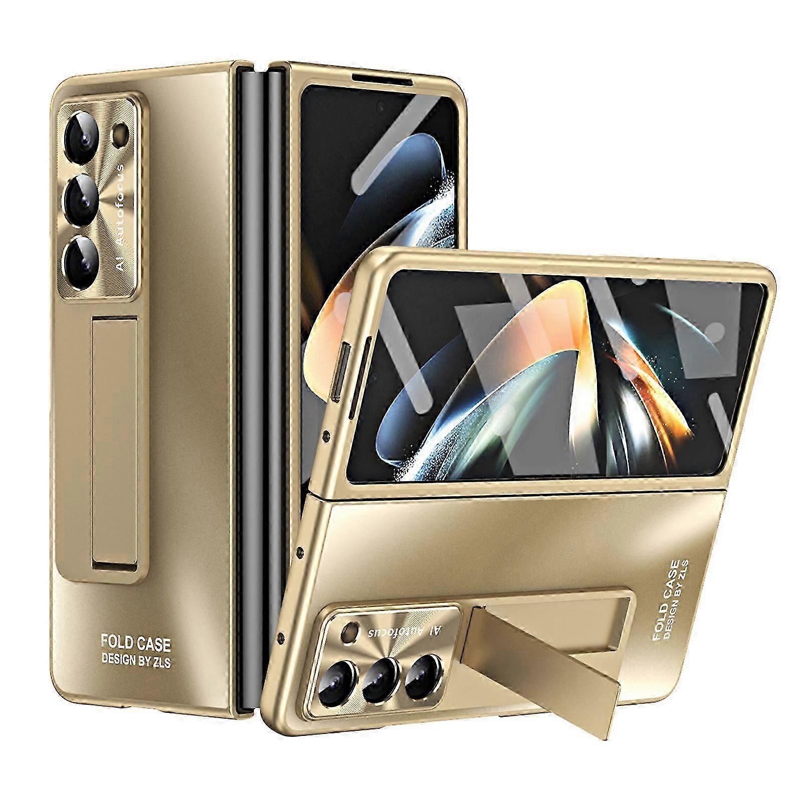 Z Fold 5 Case with Screen Protector, Matte Leahter Hybrid PC Hard All-Inclusive Shockproof Case with Stand for Samsung Galaxy Z Fold 5 2023