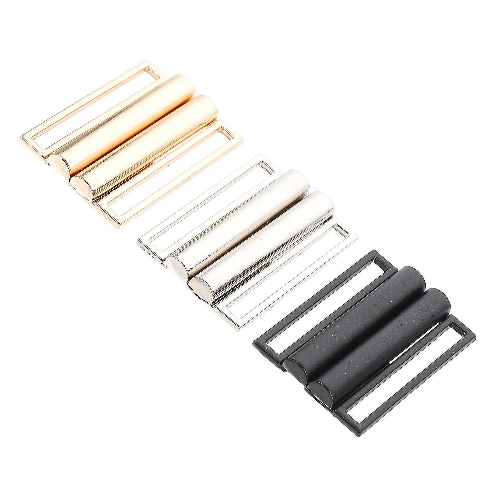 3pcs Square Belt Buckles for Clothing Fashionable Zinc Alloy Craft DIY Accessories in Black, Gold, Silver for Coats and Overcoats