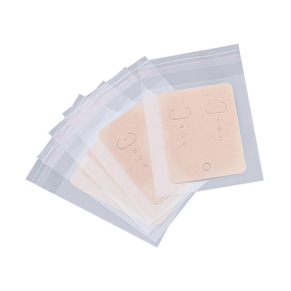 כרטיסי תצוגה לעגילים, אחסון נייר חום, מלבני, 200 יחידות, למוכרי תכשיטים