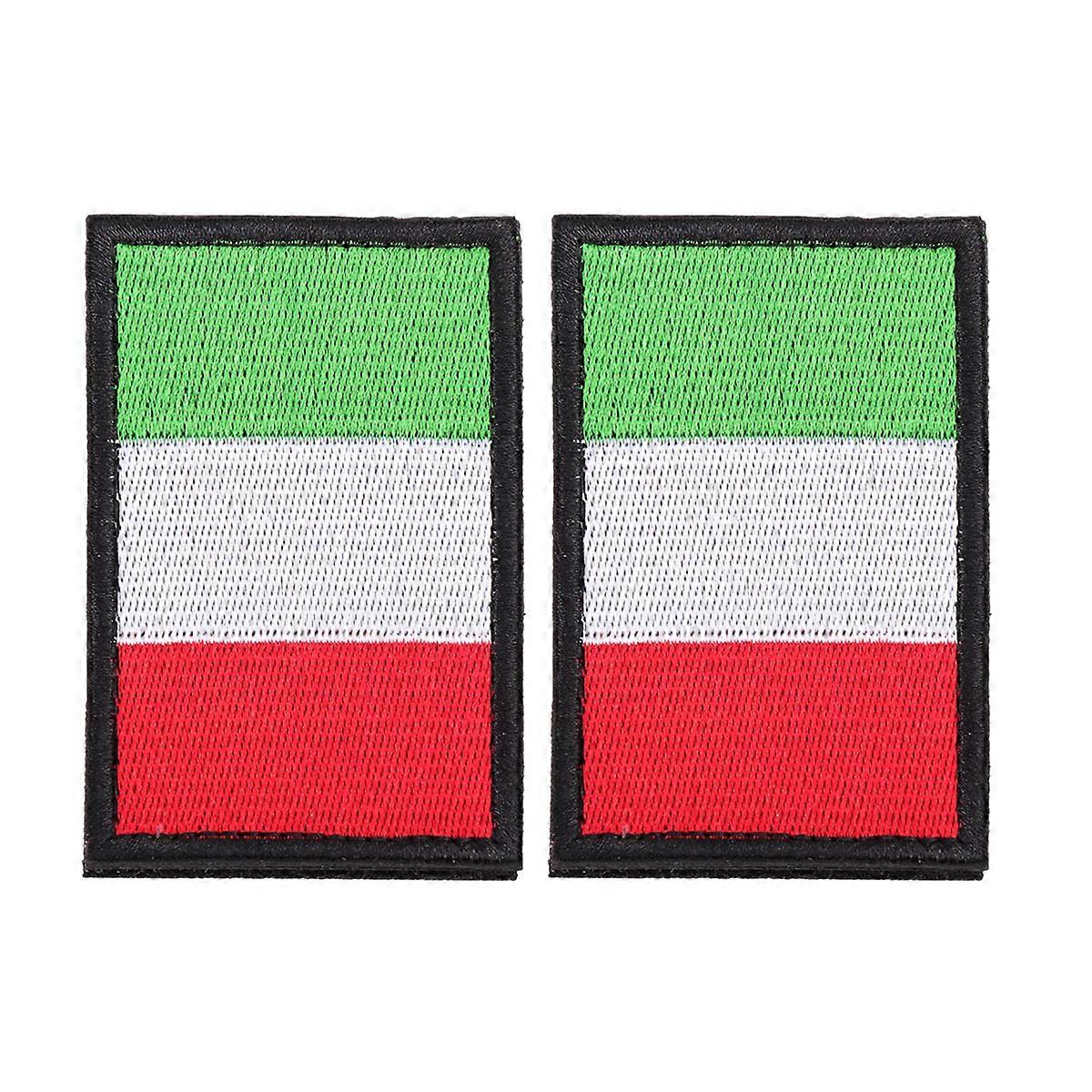 Italian Flag Fastener Tape Multi Color Black Edge 8x5cm Self Adhesive Hook and Loop 2Pcs