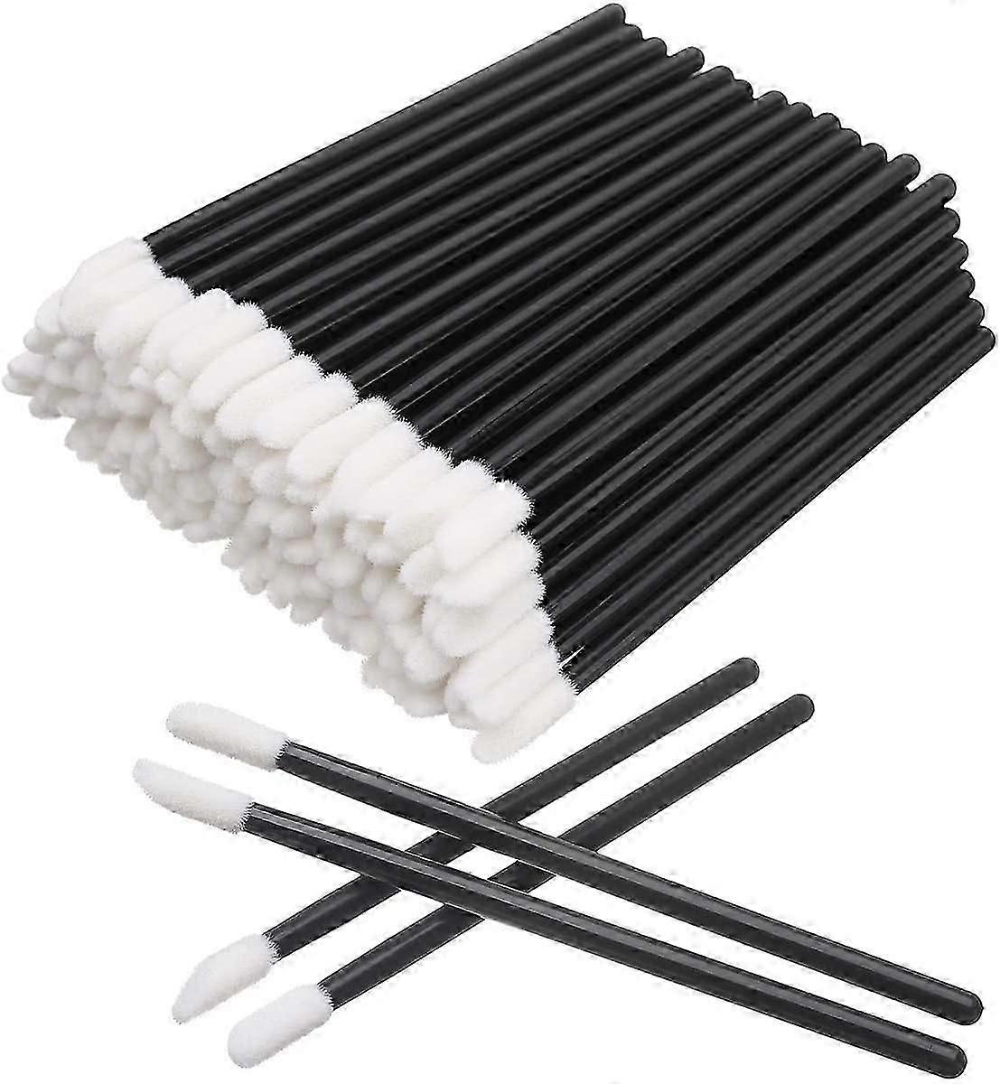 100 Disposable Black Lip Brushes - Essential Makeup Tools for Precise Lipstick and Gloss Application