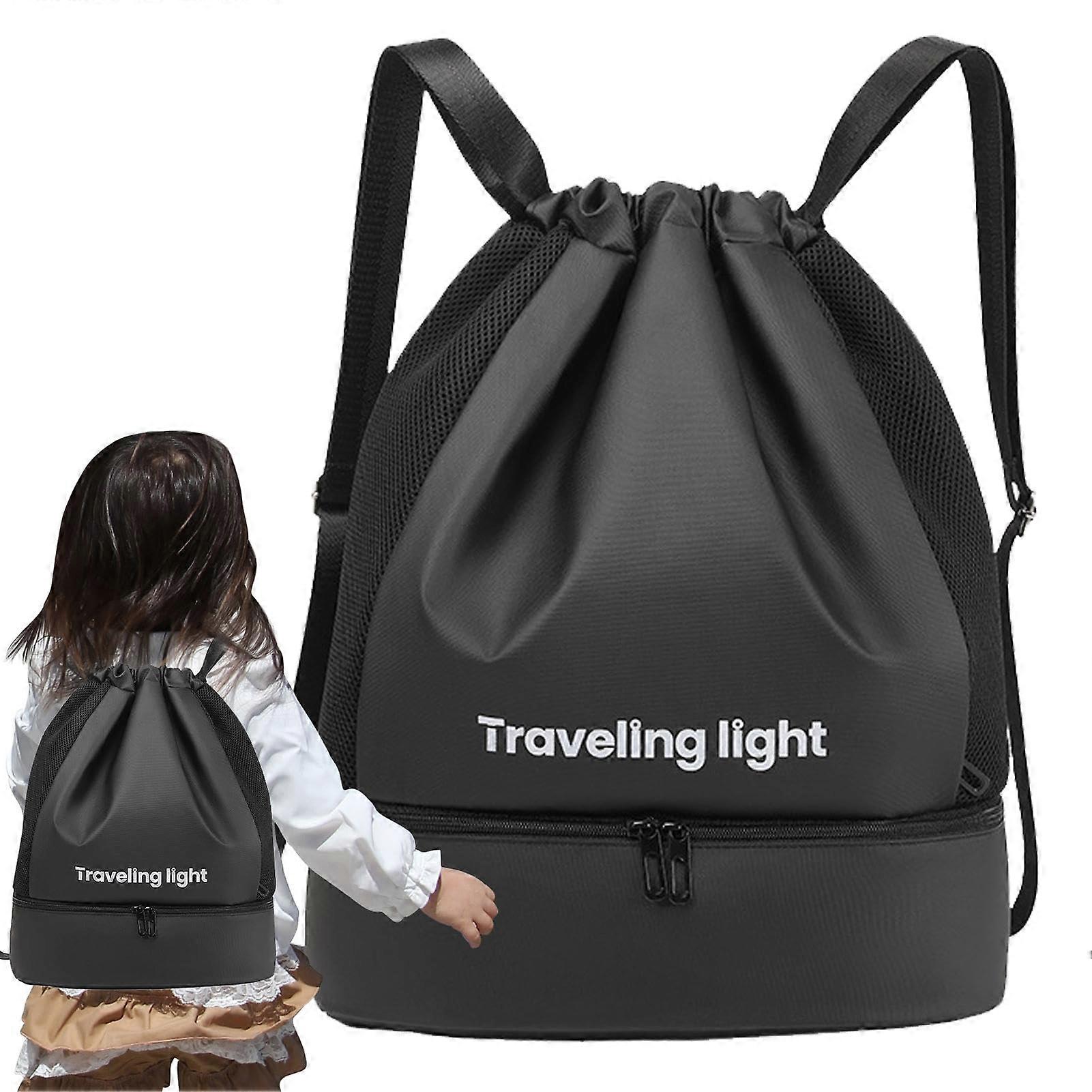 Drawstring Gym Bag - Waterproof, Durable Sports Backpack for Yoga, Travel, Training - Black String Bag for Easy Storage