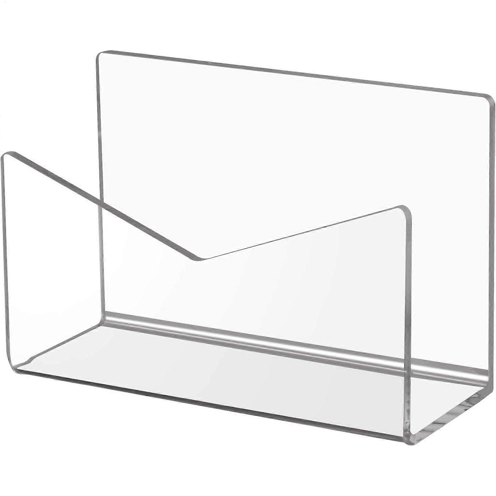 Clear Mail Organizer Acrylic Letter Holder, Modern Mail Sorter Transparent Document Storage, Desktop File Archiving Rack, Clear Mailbox, S