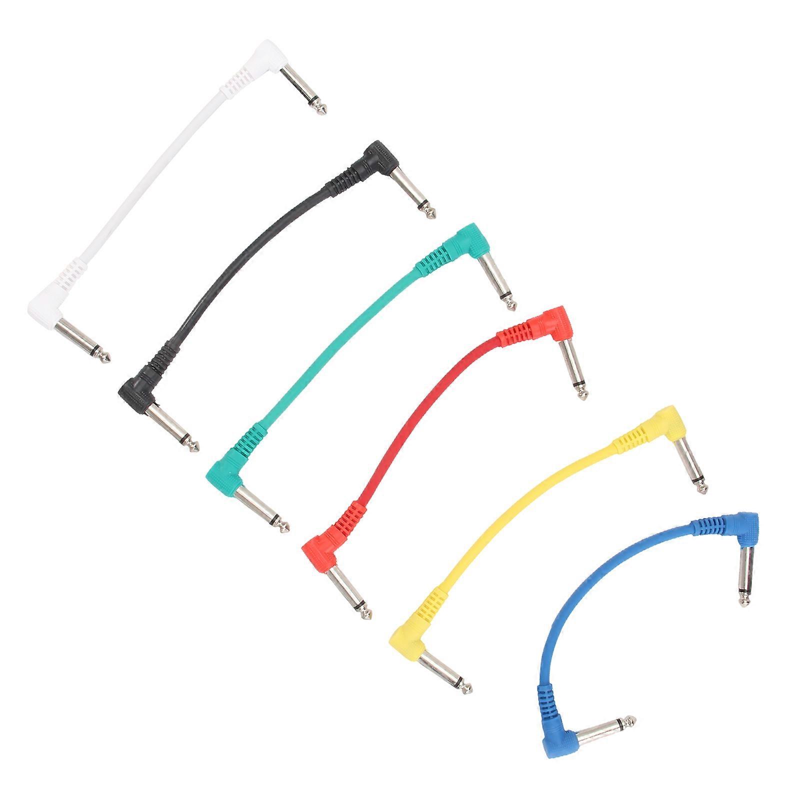 6pcs Right Angle Instrument Cable for Electric Guitar, Bass, and Ukulele – Durable, Shielded, Noise Reducing Audio Connection for Professional Use