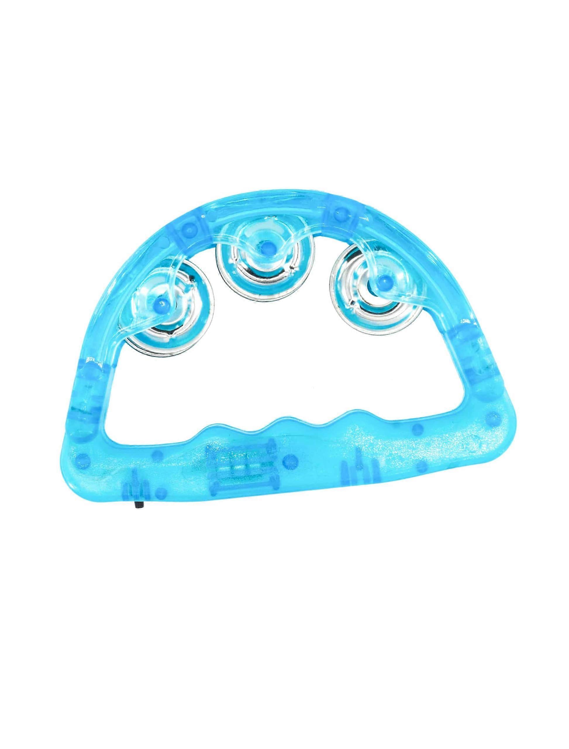 Illuminated Tambourine Blue - LED Lighted Handheld Percussion Instrument, Battery Powered, Stage Performance Accessory