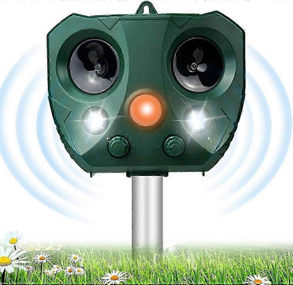 Cat Deterrent Ultrasonic Solar, Waterproof Pet Repeller Garden Cat Repeller with Battery Operated and Flash 5 Mode Adjustable Ultrasonic Animal Repell