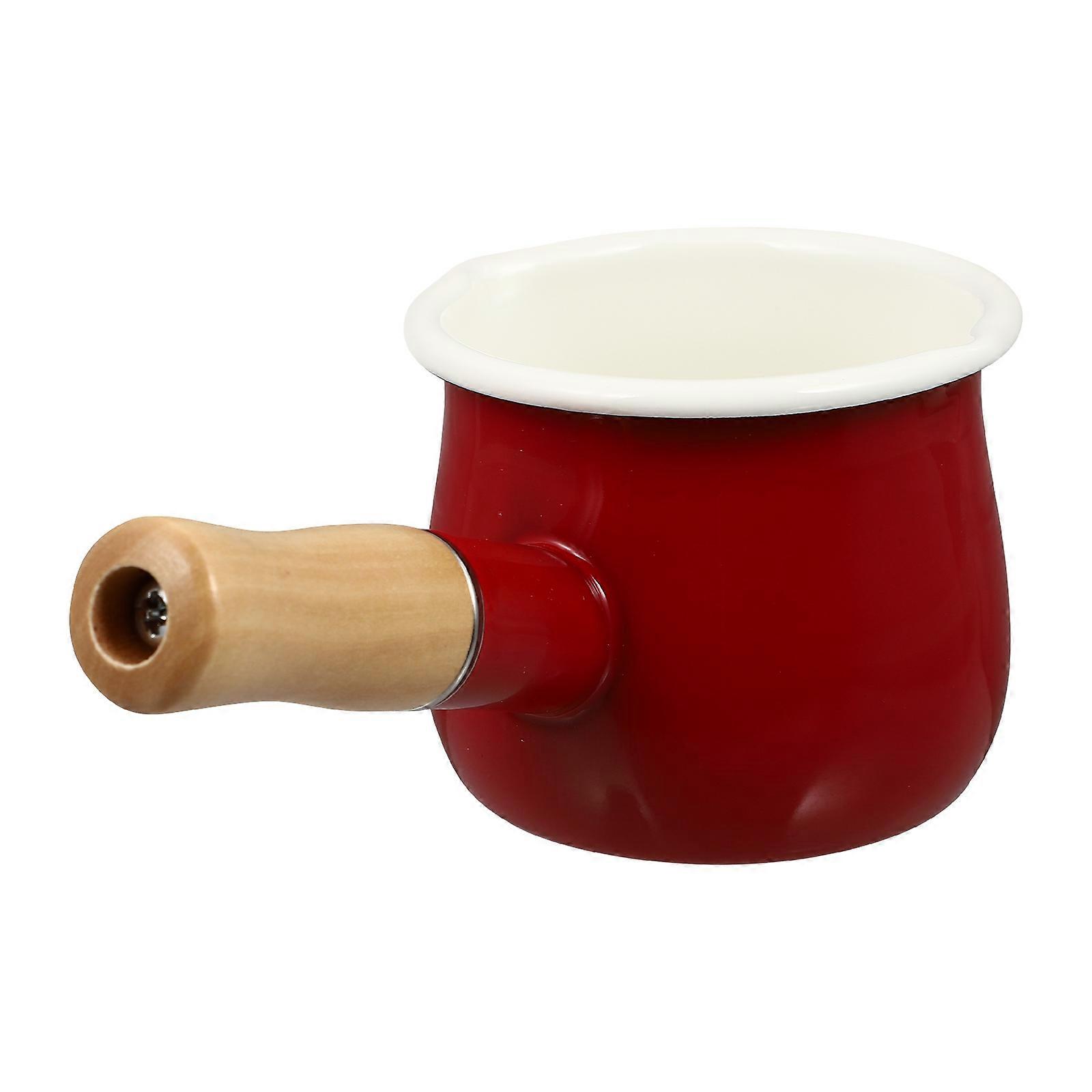 Enamel Japanese Pot Noodle Pot Kitchen Use Round Thick Easy to Clean 1Pc Red 19X10.5X8.5CM