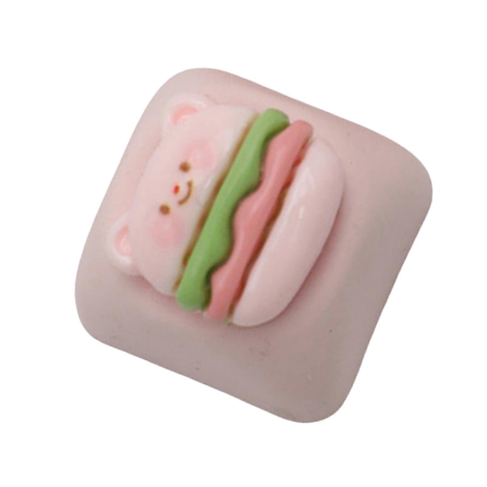 Fun Burger Resin Keycap With Lovely Cartoon Face Durability For Keyboards Personalizations Easy Installation Multicolor