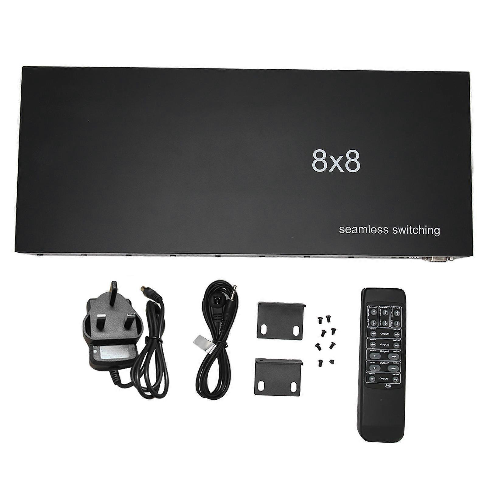 8x8 HD Matrix Splitter with Seamless Switching, 1080P, Dual Mode, UK Plug, 3D Support