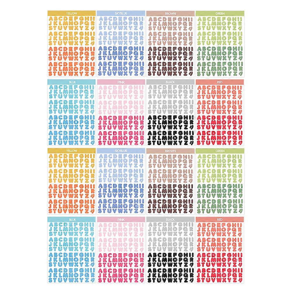 16 Sheets of Alphabet Stickers Self adhesive Numbers Letter Stickers Scrapbook DIY Decals
