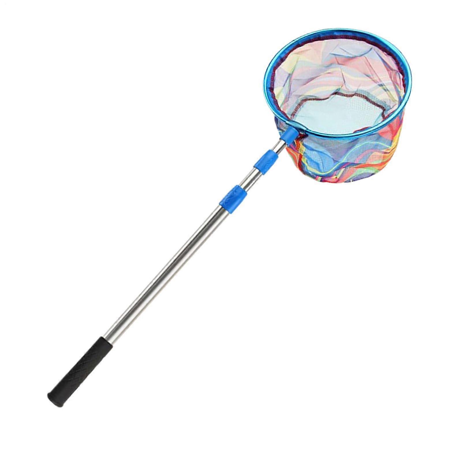 Children's fishing net, extendable frogcatching net, nonslip handle, skimmer, toddler toy, swimming, outdoor, butterflycatching game, camping, blue