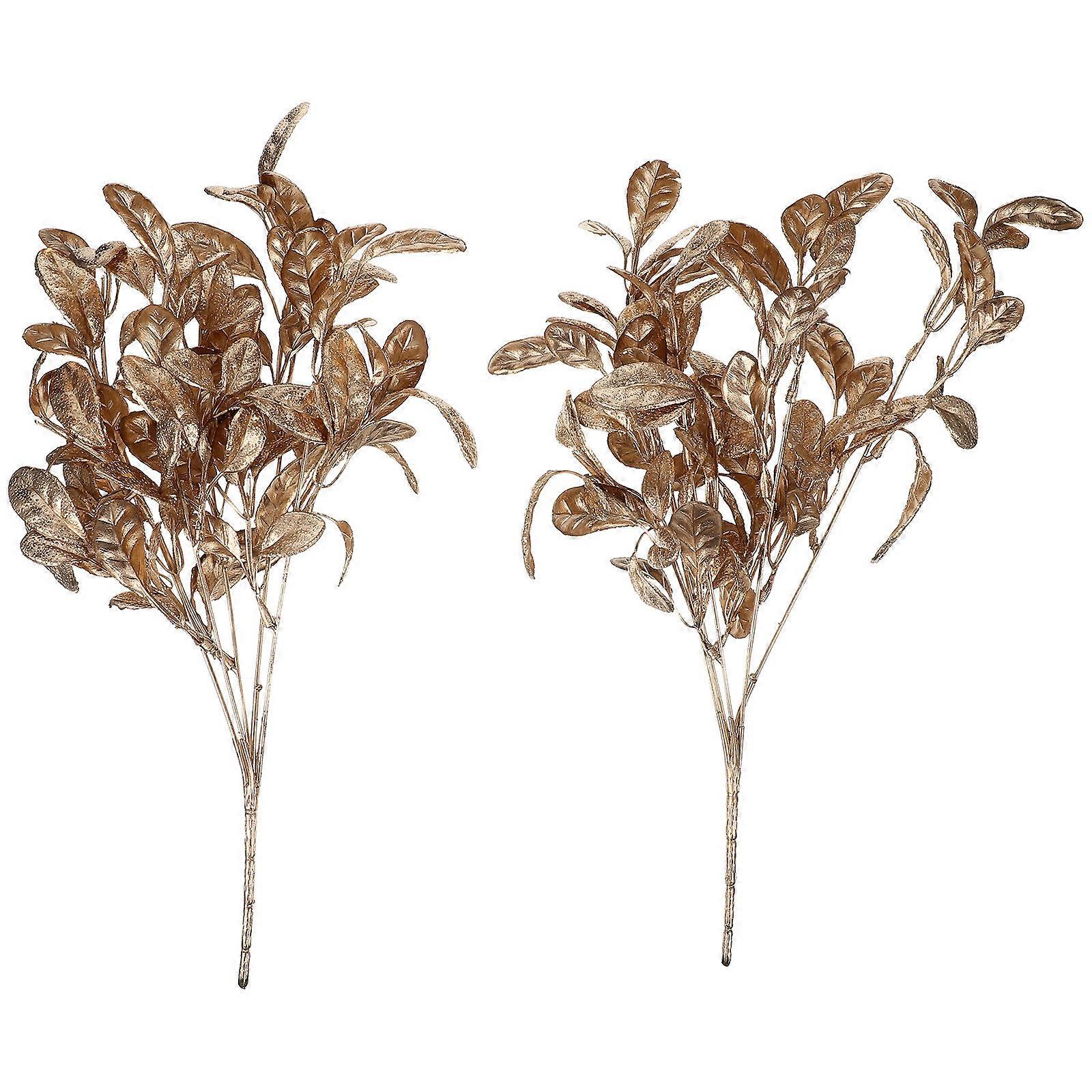 Artificial Decorative Leaves Realistic Simulation Bright Color Plastic Xmas Wreath Tree Decoration 38.00X15.00X2.00cm Decorative 2Pcs