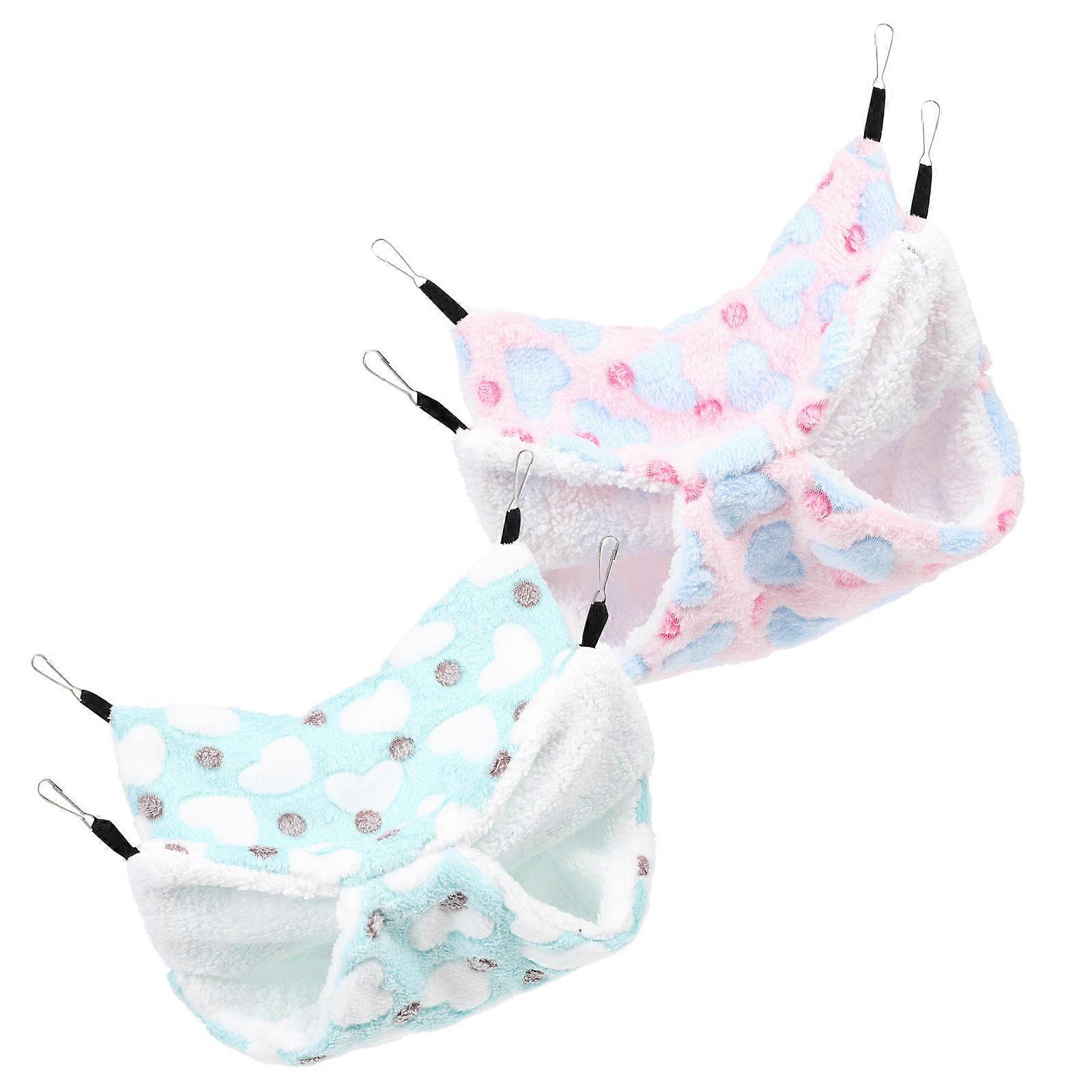 Hamster Home Bed Pet Hanging Beds Hiding Place Pink L Arctic Fleece Resting 2Set