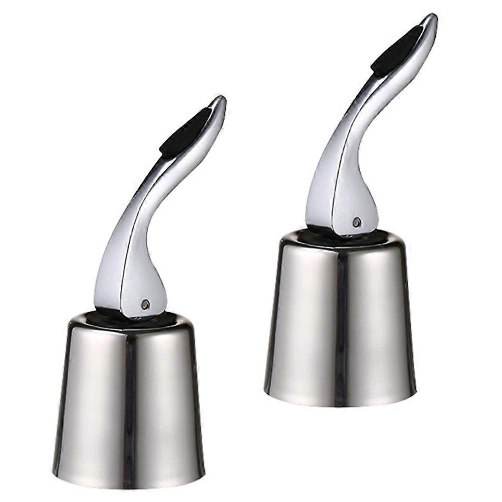 Airtight Plugs Stoppers Beverage Plug Stainless Steel 9.5x4x4cm 2Pcs