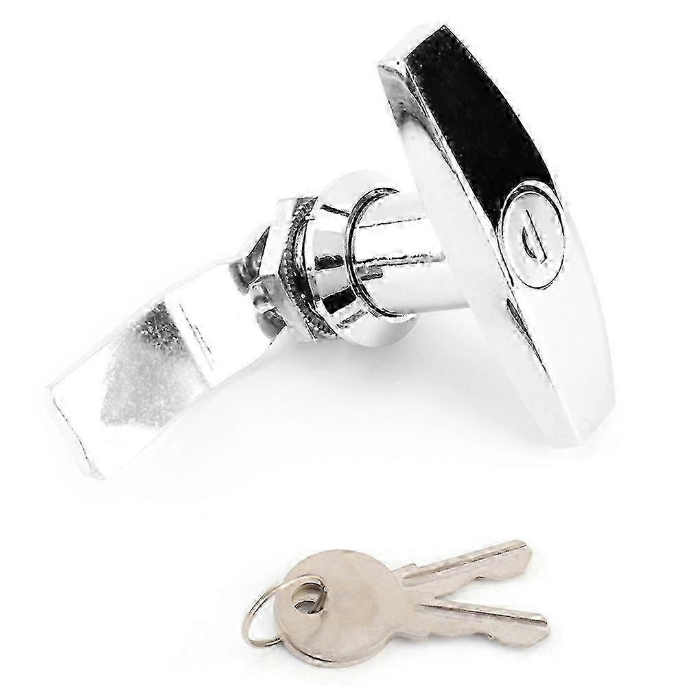 JiaWei Rear Fixing T Handle Lock Tool Box Garage Door Lock with Keys for Trailer Caravan Canopy(Silver TuP 2025