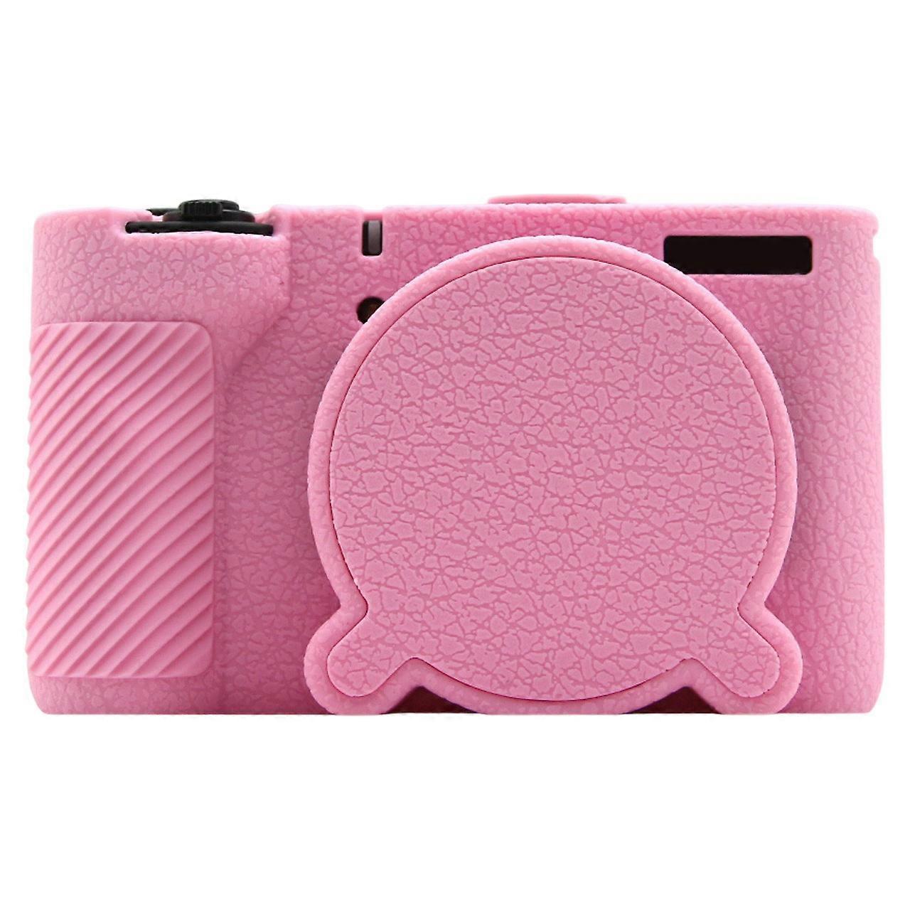 For Canon PowerShot V1 Camera Silicone Protective Case Shock Resistant Anti Scratch Textured Cover Pink