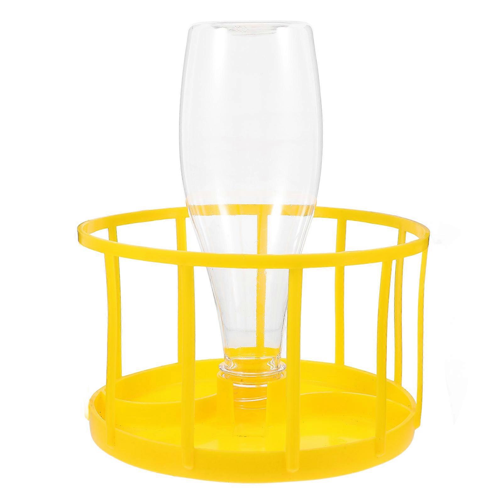 Durable Automatic Reptile Water Dish for Home Use Yellow ABS Feeding Bowl Ideal for Tortoise Lizard 10.5 oz