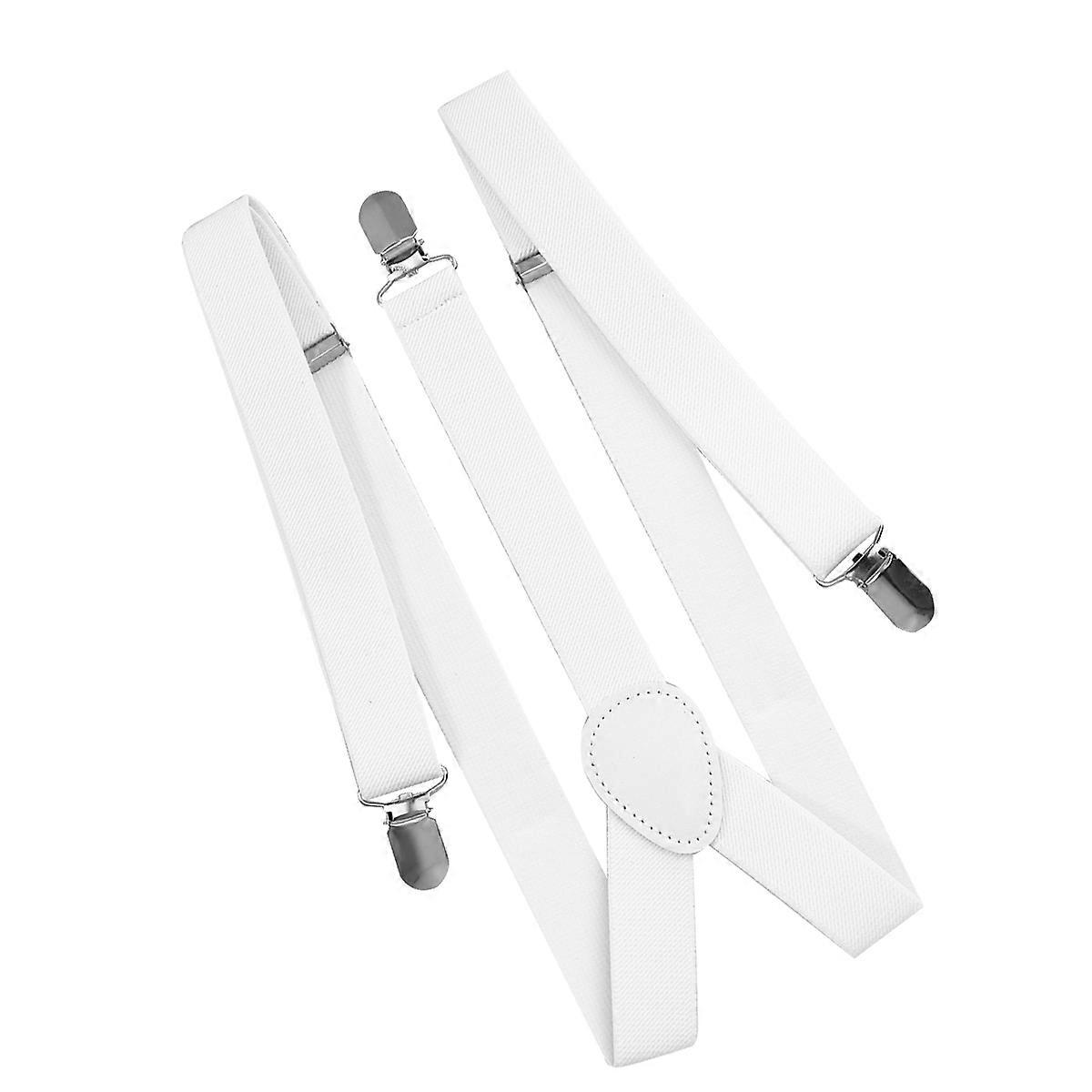 Double Strap Suspenders Adjustable Y-Back 2.5cm Width White 1Pack