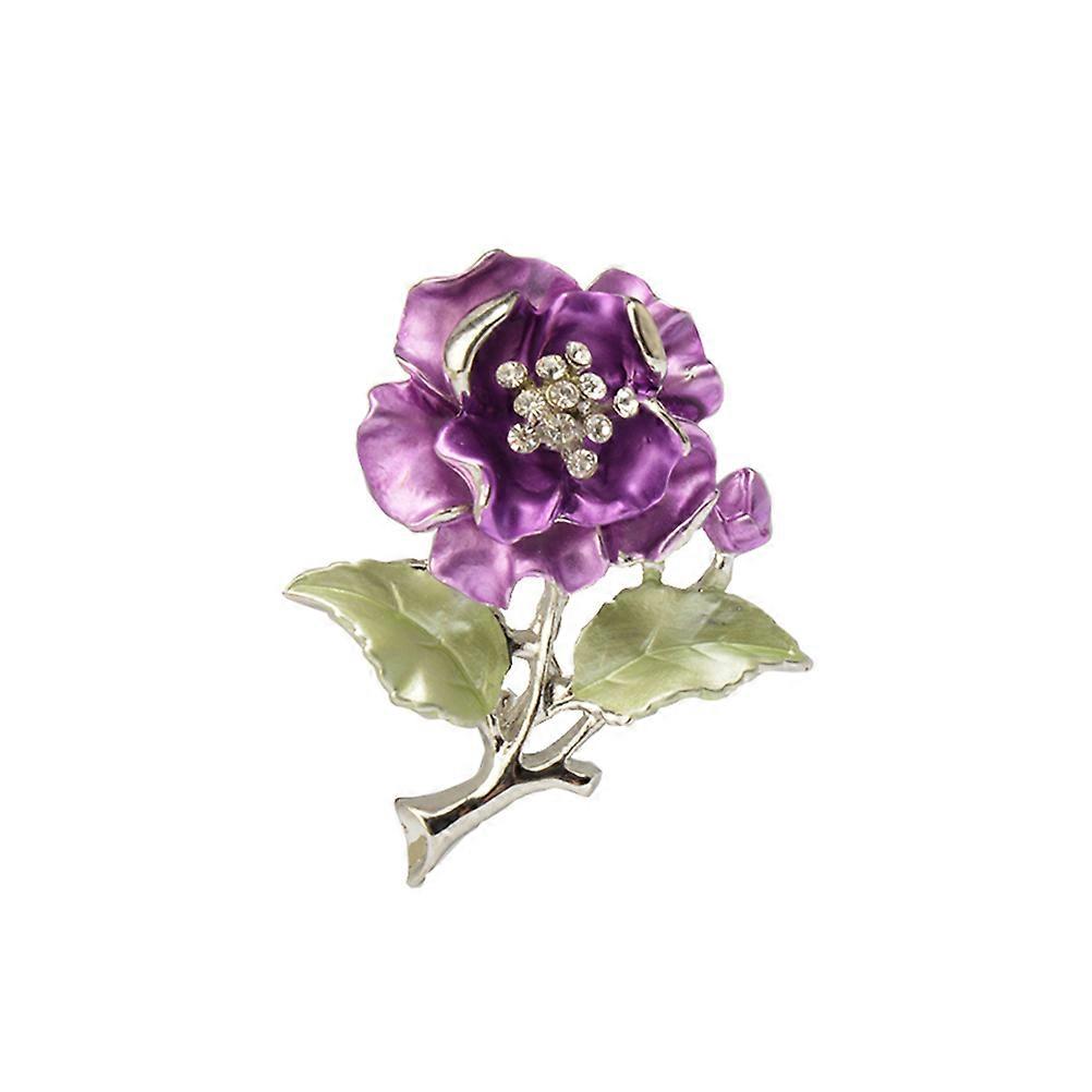 Elegant Flower Design Brooch Pin for Clothes in Purple Color Made of Alloy 1.5 Inches