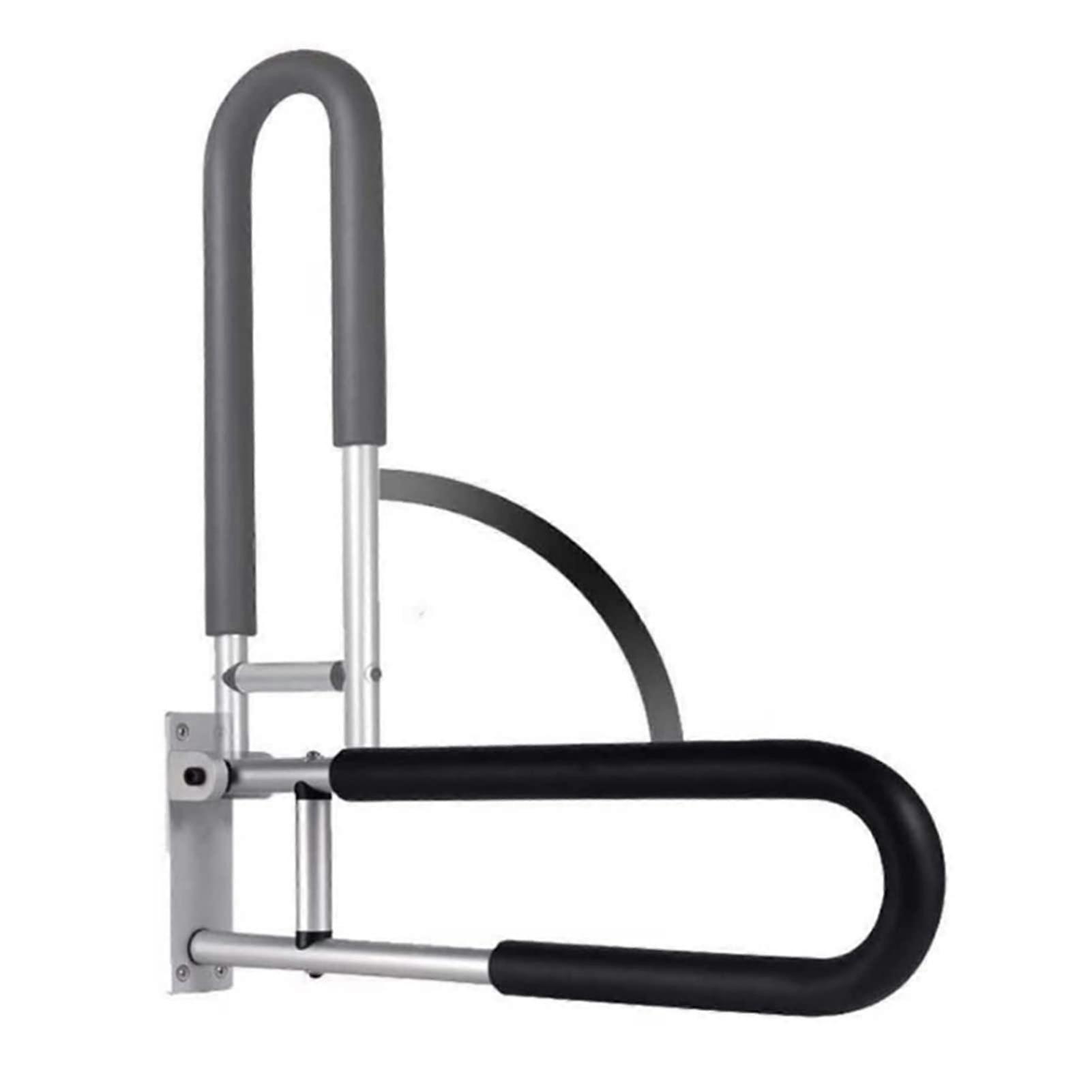 Foldable bathroom grab bars, flipup armrest handles, safety handrails, black, 1PC