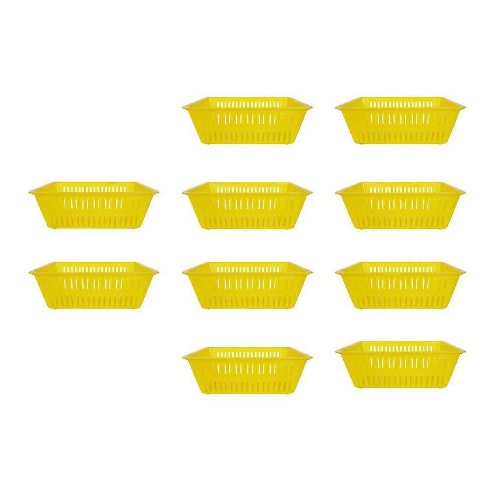10 Pack Yellow Plastic Decorative Coin Storage Baskets with Handles for Home, Office, and Hotel Use – Compact Organizer for Small Items