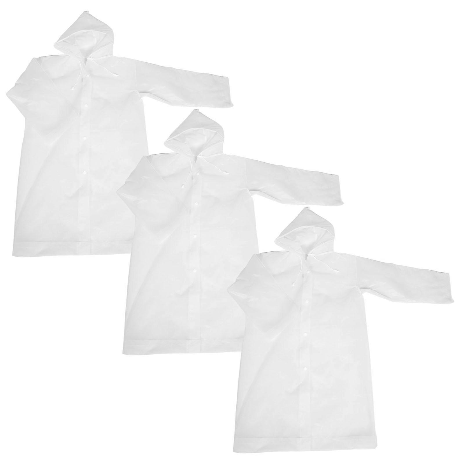 Rain Kid Raincoat Poncho For Outdoor Travel Transparent Waterproof Durable Adjustable Drawstring 3Set