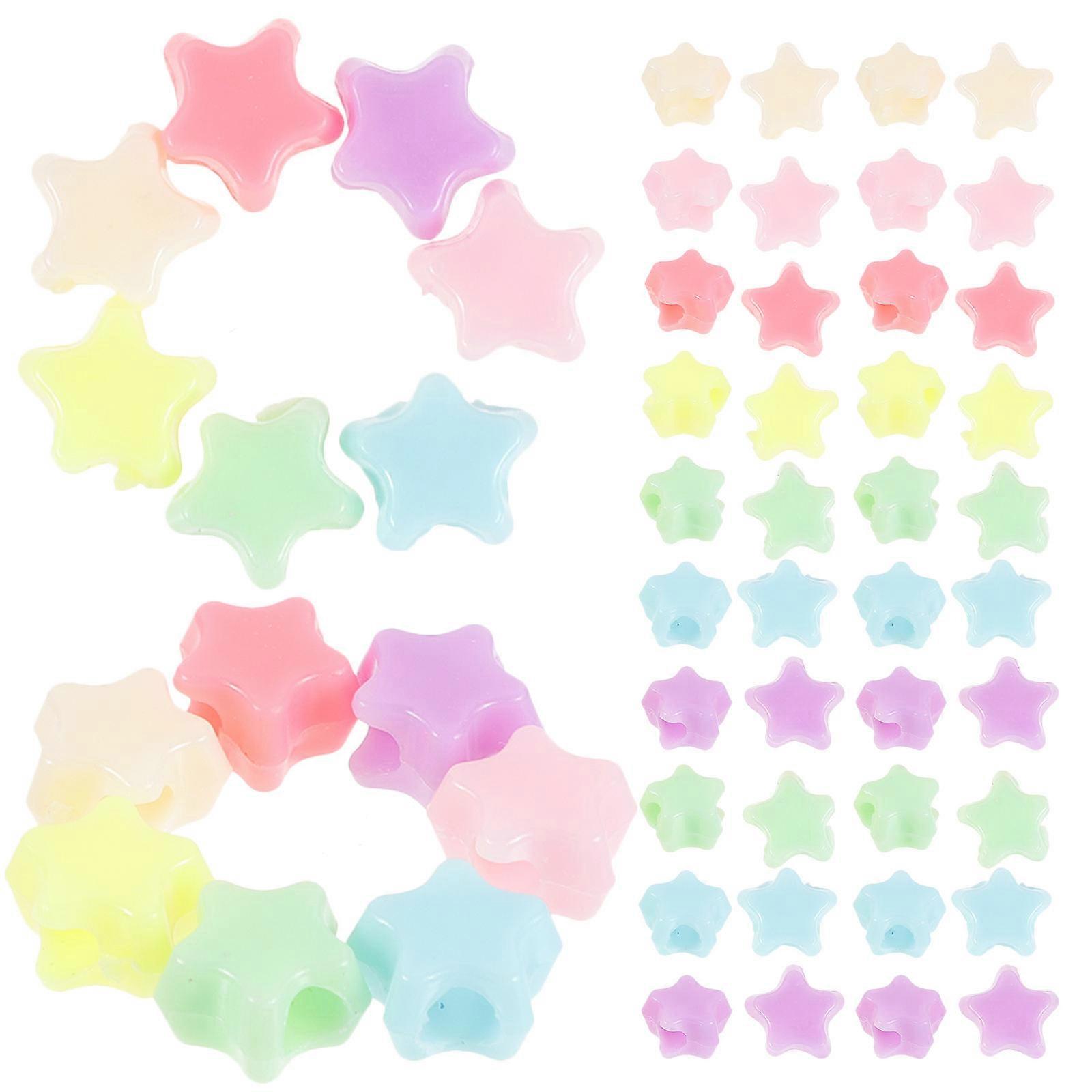 Plastic Star Shaped Beads for DIY Jewelry Making Assorted Color Smooth Surface 500Pcs