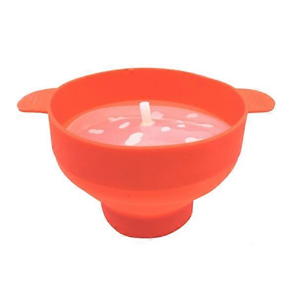 Silicone popcorn bucket with handle, heat-resistant lid, Silicone microwave bowl for popcorn - Foldable orange Orange