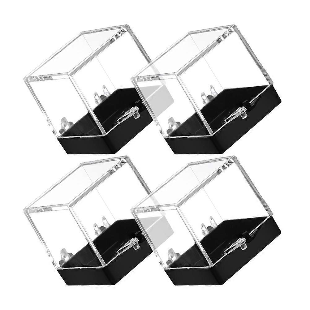 Transparent Mineral Specimen Box for Home Made of Strong Plastic with Easy Clean Design 4pcs