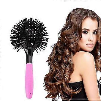 3D Bomb Curl Hair Brush 360 Round Styling Hair Brush Blow Drying Detangling Hairbrush Salon Round Hair Curling Curler for vått og tørt hår