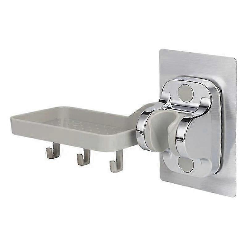 Shower Head Holder ABS Shower Holder No Drilling Adjustable Shower Bracket (Shower Holder With Soap Shelf)  hk