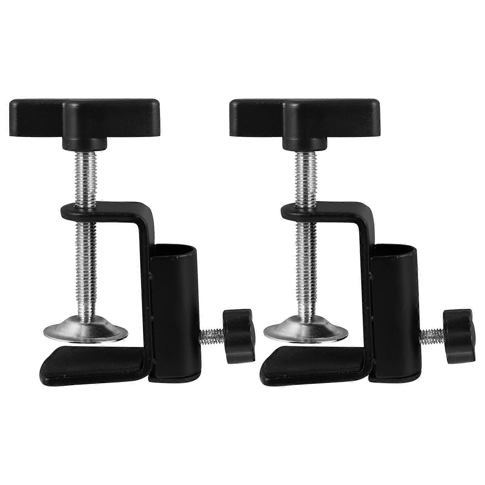 Microphone Stand Holder with HeavyDuty Clamp for Home Use Black Alloy Adjustable Cshaped Mounting Base Fits Tabletop 2pcs