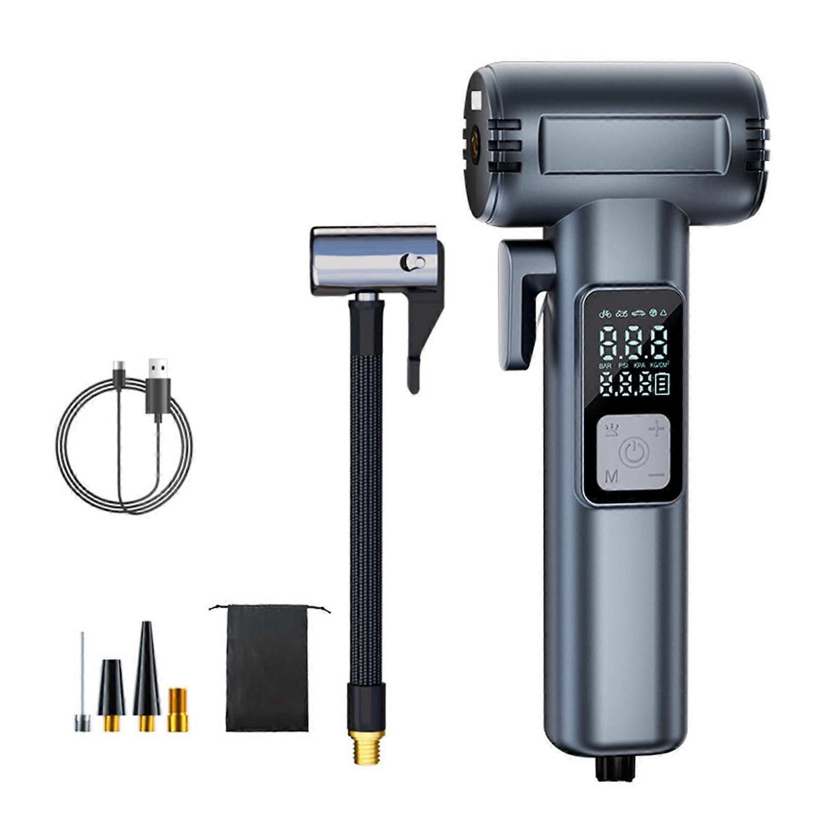 Portable Cordless Electric Air Pump with Digital Pressure Display, Window Breaker, Safety Belt for Car Tires, Bicycles, and Other Inflatables