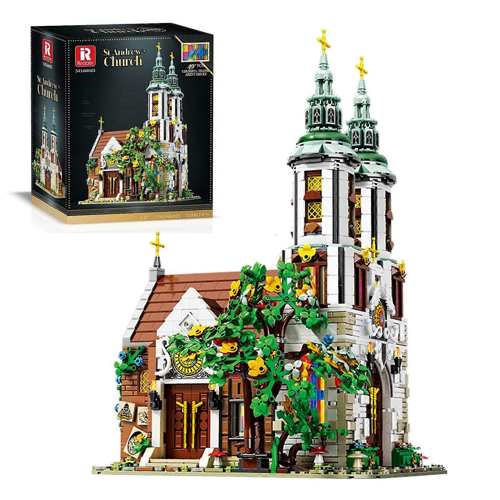 St. Andrew's Church Architecture Building Kit with LED Lights, MOC Street Building Kit (3087 Pieces)