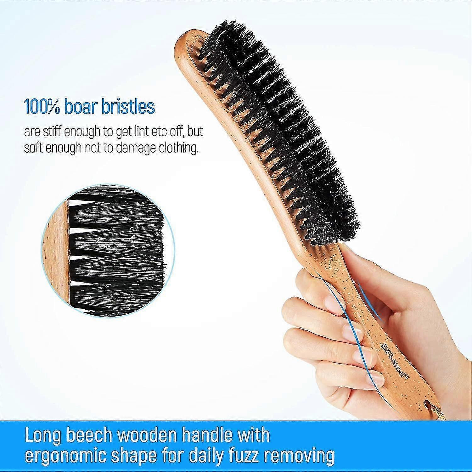 Boar Bristle Clothes Brush for Suits, Cashmere, Wool, Velvet, Suede ...