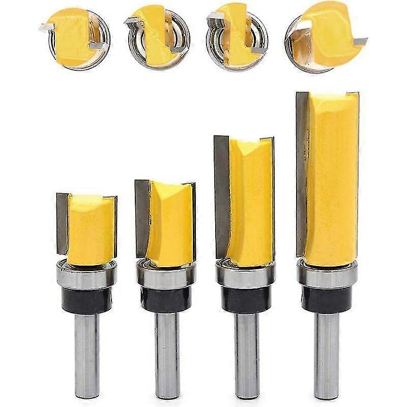 4pcs Router Bit Set with Pattern Finish, 8mm Shank Trimming Router Cutter for Wood
