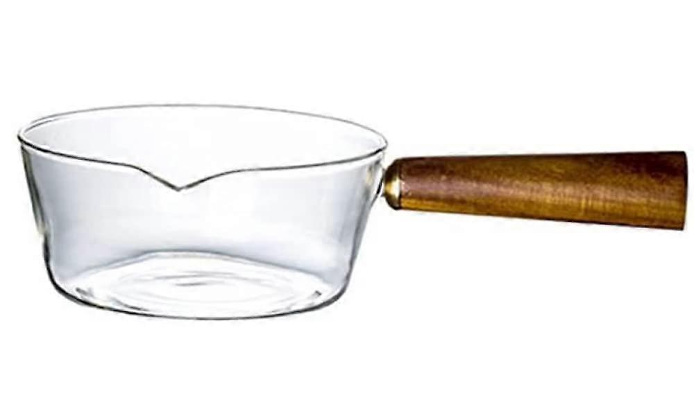 Milk Pan Glass Sauce Pot With Wooden Handle, 400ml Capacity, Pasta Pot, Milk Pot, Kitchen Cookware