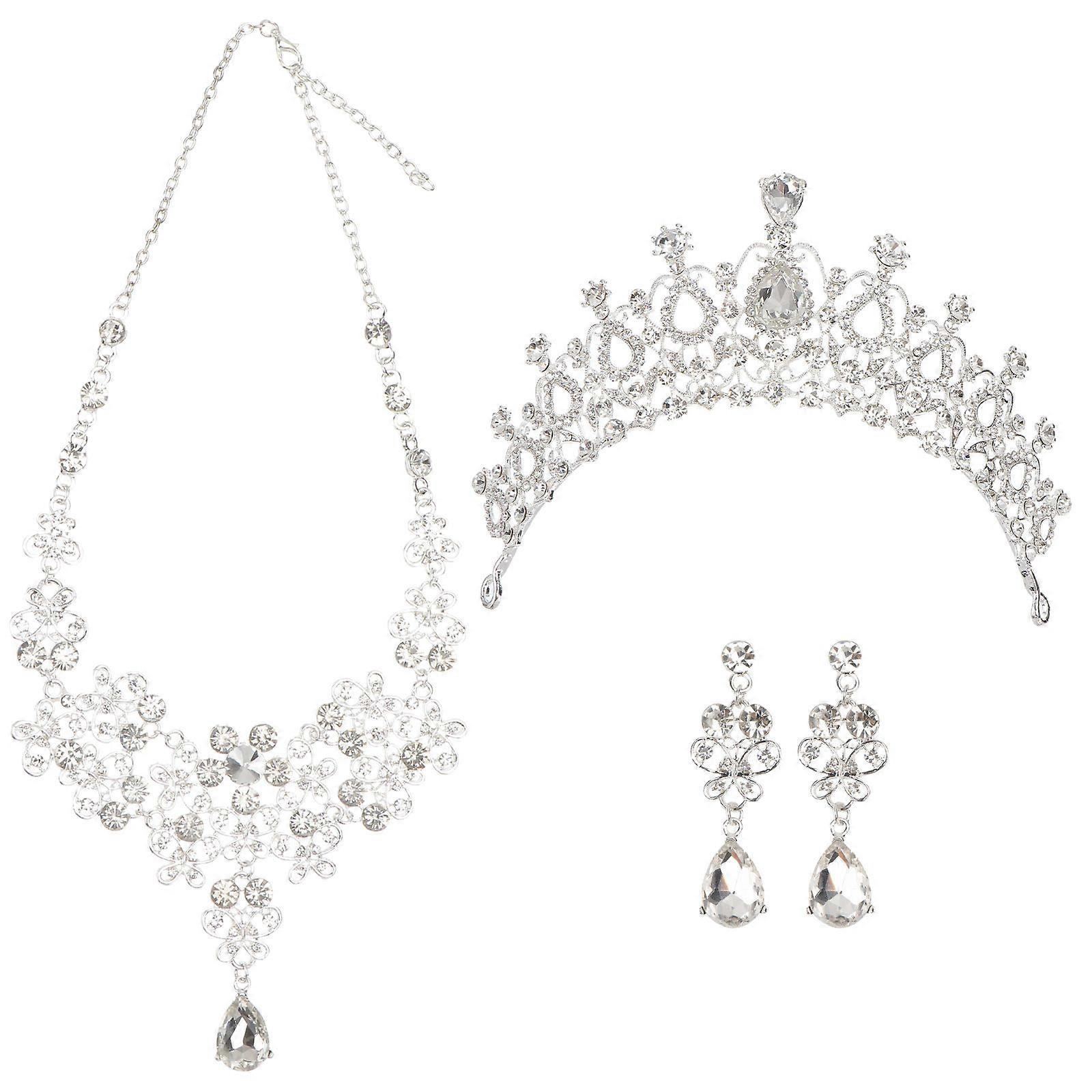 Elegant Silver Alloy Bride Necklace Perfect for Wedding Decorations and Special Occasions 1 set